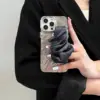 Elegant Marble Phone Case with Satin Scrunchie Strap