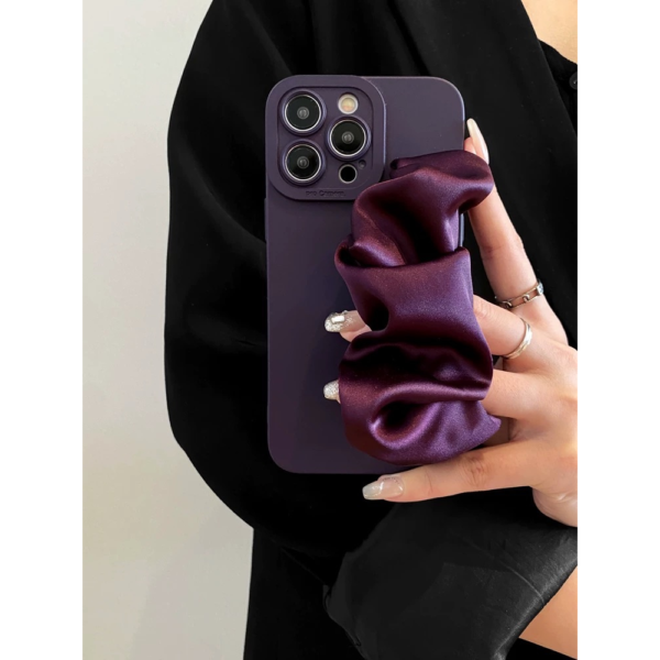 Luxury Satin Scrunchie Phone Case – Deep Purple