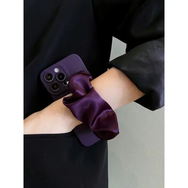 Luxury Satin Scrunchie Phone Case – Deep Purple