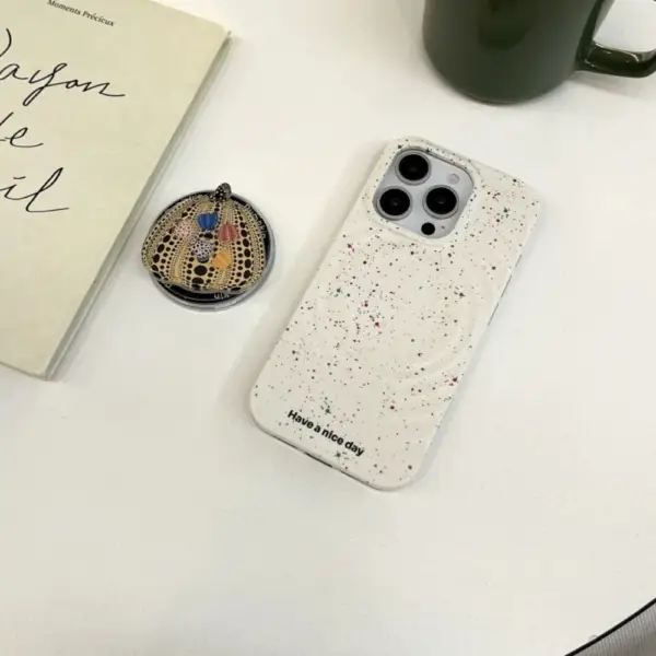 Minimalist Speckled Phone Case with Detachable Pumpkin Stand