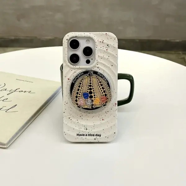 Minimalist Speckled Phone Case with Detachable Pumpkin Stand