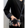 Floral Elegance Phone Case with Black Mesh Flower Strap