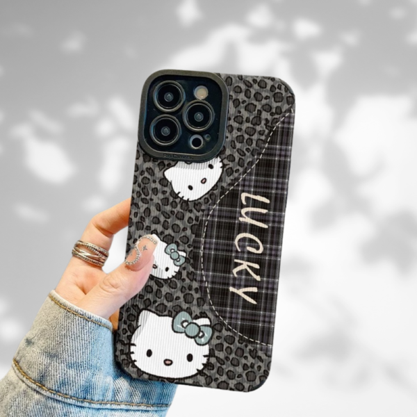Lucky Black Hello Kitty Phone Case – Chic & Edgy Design